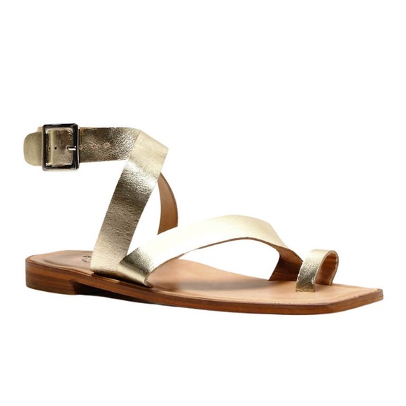 NWT FREE PEOPLE Women’s Gold Romeo Wrap Sandals Size 7.5M EU 38.5 - Picture 1 of 6